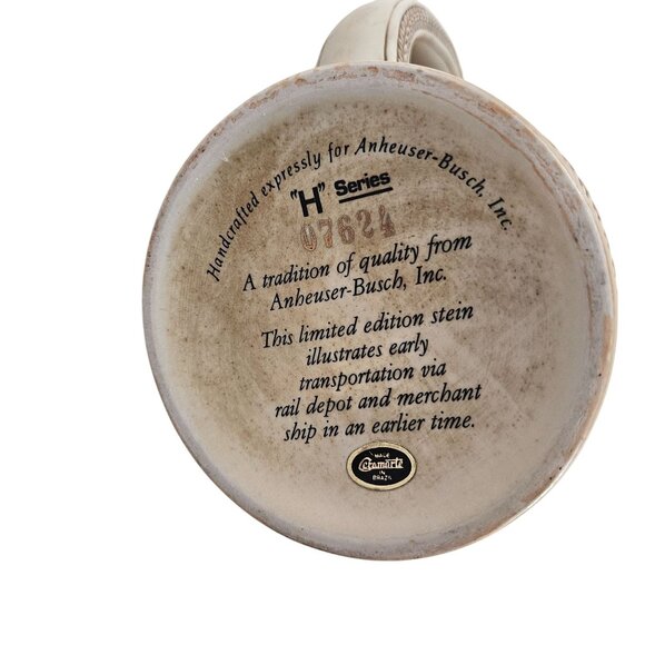 Budweiser Limited Edition Ceramic Pewter Lidded Stein Historical Ship Design COA - Picture 3 of 13